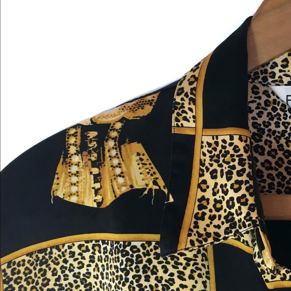 Authentic Vintage 90's Cheetah Print Silky Blouse - Picture 4 of 4